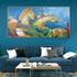 Dynamic Horses Wall Spectacle Hand Wall Painting For Home (outer Floater Frame )  (55 x 28 Inches)